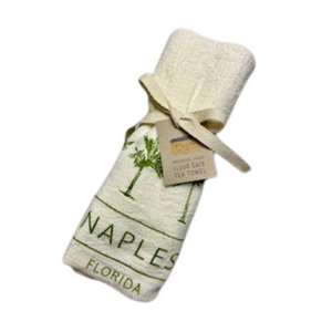 Happy Place Tea Towel -  Palm Tree Naples - SWFL - White
