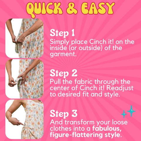 Cinch Clip 3 Pack Original Clothing Clips for Dresses, T-shirts, Scarves & More